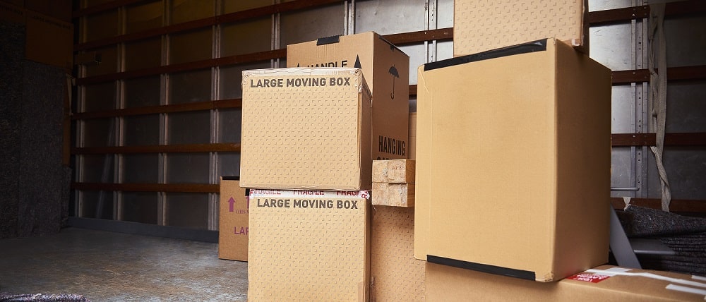 packed boxes in removalist truck