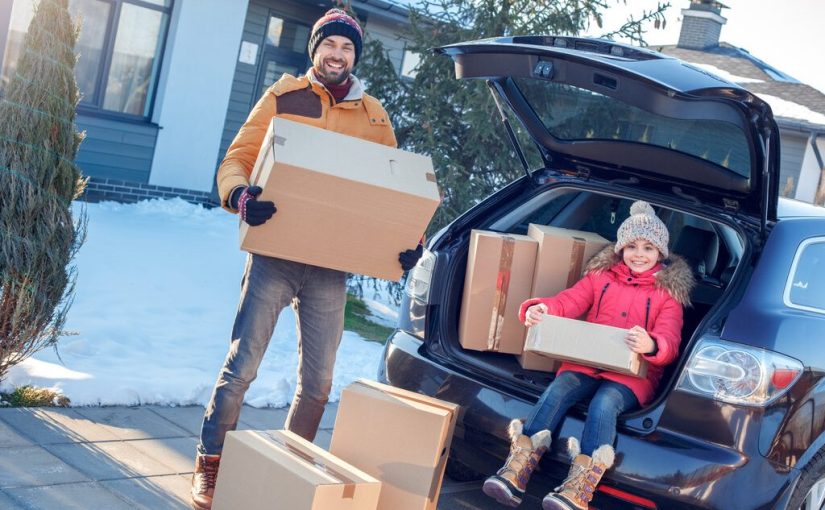 family moving house in winter